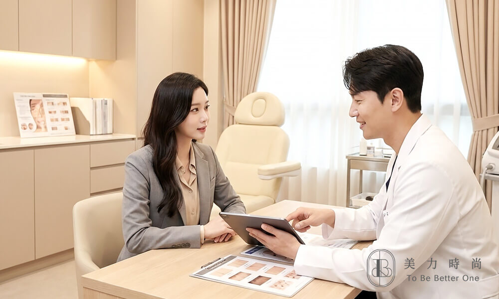 醫美諮詢場景，醫師與客人自然對話