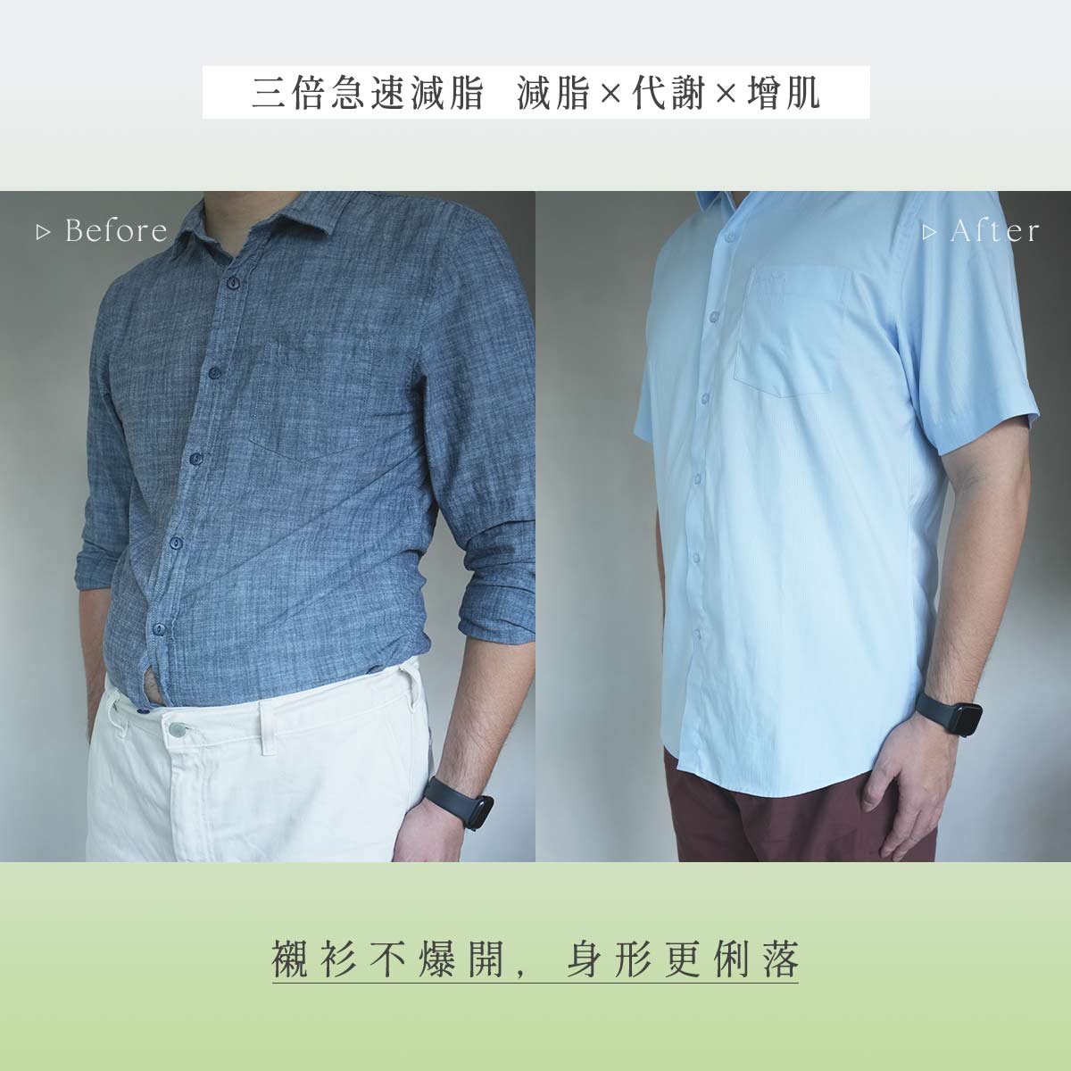 三倍急塑減脂BA 穿衣服的身形變化