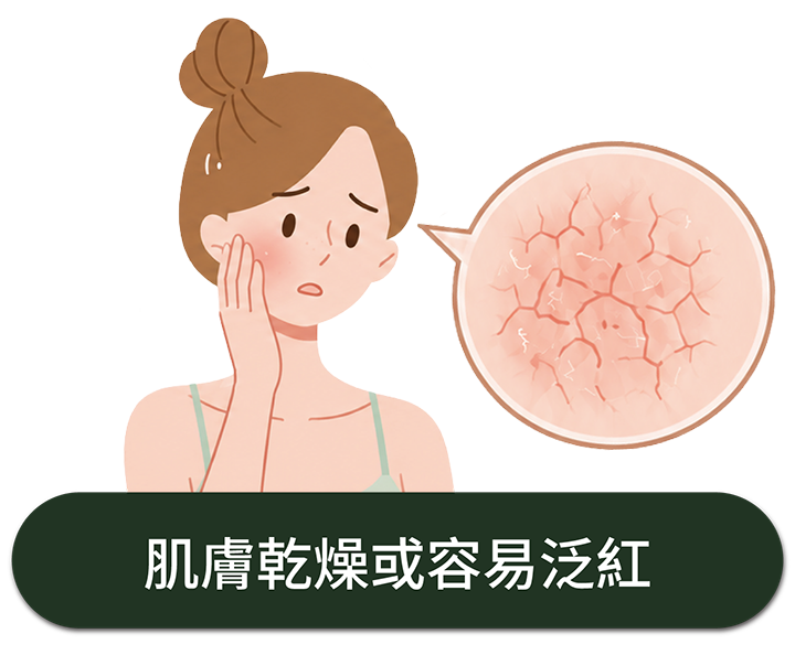 肌膚乾燥或容易泛紅